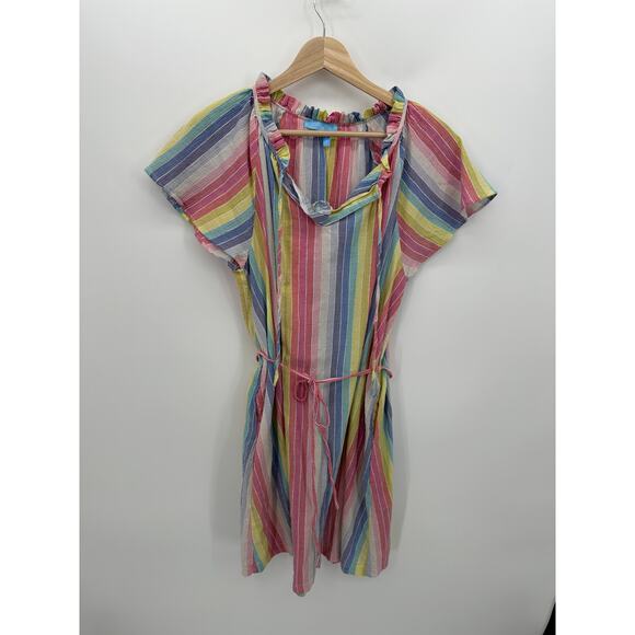 Drapers James RSVP Dress Women Large Pastel Striped Knee Length Rainbow Pockets - Picture 3 of 8